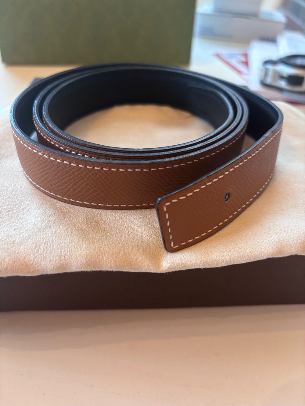 Hermes reversible leather strap, 24mm in black/nior
